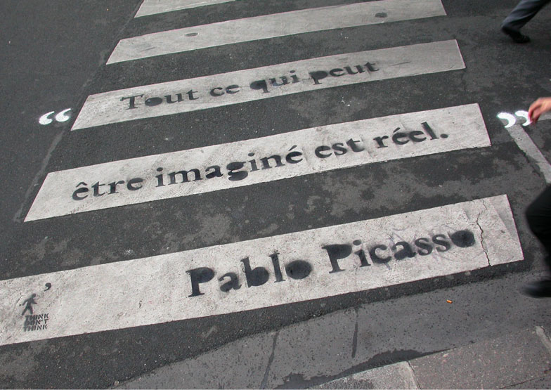 Think Don't Think, guérilla urbaine sur passage piéton