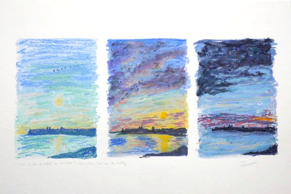 Triptyque pastel sec, vue sur Le Crotoy, Vendredi 3 mai 2024, Matthieu Darrasse